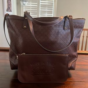 GUCCI Vintage Diamante Dark Brown Tote Bag